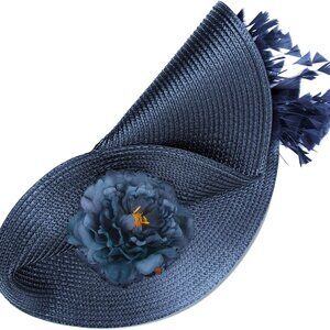 Women's Fascinator Hat Woven Fabric Floral Feathers Derby Tea Party Accessory